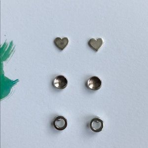 Three sterling silver studs